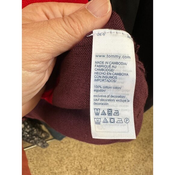 Tommy Hilfiger Mens Striped Crewneck Sweater Large New Red Maroon Long Sleeve - Picture 8 of 8